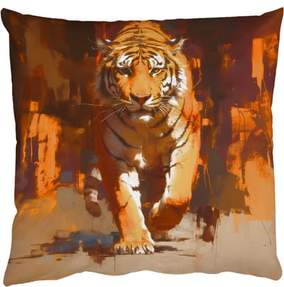 Sierkussens - Kussentjes Woonkamer - 50x50 cm - Tijger - Geschilderd - Oranje - Penseelstreken