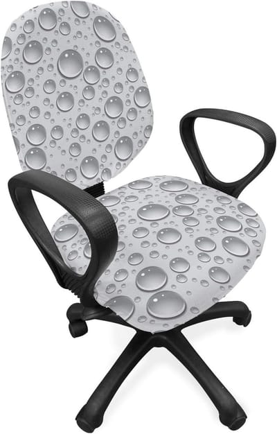 ABAKUHAUS grijze bureaustoel met overtrek, waterdruppel monochroom, decoratieve beschermhoes gemaakt van rekstof, grijs