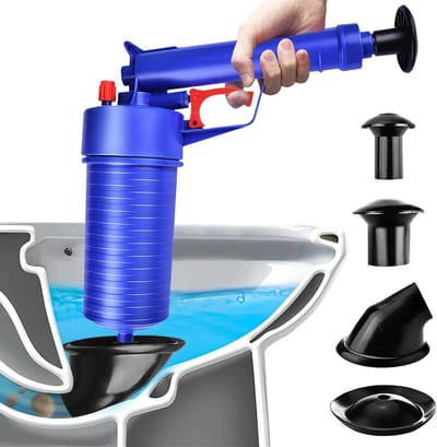 Gootsteen Ontstopper - Ontstopper Afvoer - Ontstopper Toilet - WC Ontstopper - Persluchtreiniging - met 4 Rubberen Adapters - Eenvoudig te Bedienen