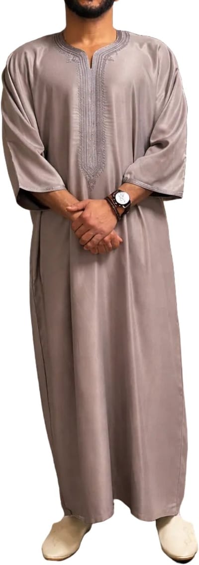Taupe Kandora Qamis Abaya - Marokkaanse traditionele Djellaba/kandora