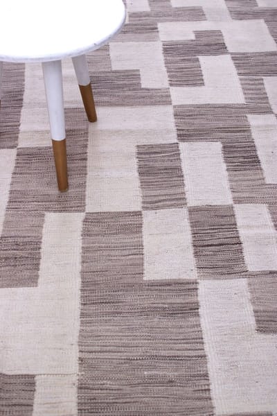Grijs Tapijt Laagpolig Handgeweven Wollen Vloerkleed - Koho Afghan Modern Kelim 286x204 - 286x204cm- Modern - Woonkamer - Salon - Slaapkamer - Eetkamer