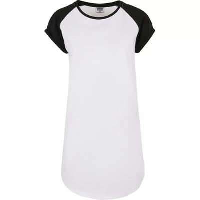 Urban Classics - Contrast Raglan Korte jurk - XS - Wit/Zwart