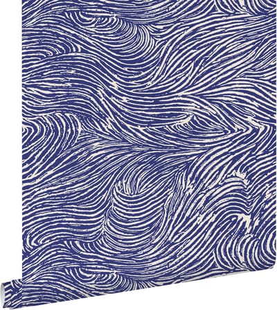 ESTAhome behang 3d golvende lijnen donkerblauw - 50 x 900 cm - 131581