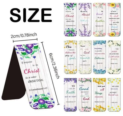 Magnetische Boekenleggers Set van 12 – Inspirerende Bijbelverzen & Bloemmotieven – Sterke Magnetische Pagina-Markers – Perfect Geschenk voor Geloof, Lezen & Studie Viwado®