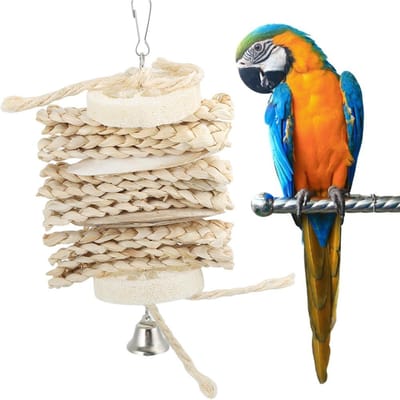 Vogel Knaagspeeltje Hangend Natte Maïsschil Luffa Bijt Knaagspeeltje voor Agapornis beige
