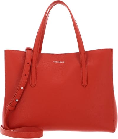COCCINELLE Leren Handtas Schoudertas Swap Handbag Grained Leather Tangerine Oranje