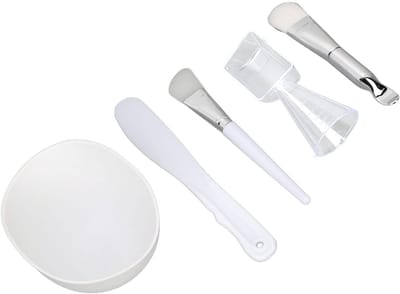 Masker kwast - Gezichtsmasker kwast - Siliconen Kwast voor Gezichtsmasker - Make Up Kwasten Set - Face Mask - Gezichtsmaskers Verzorging - met Maskerkom, Staafspatel, Siliconen Maskerborstel en Premium Zachte Gezichtsborstel - Wit