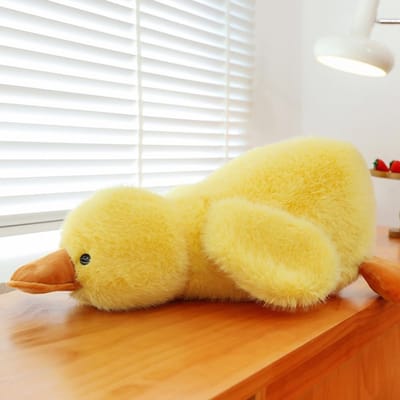 PP Katoen Lange Haaren Eend Pluche Pop Pluizig Interactief Knuffelbare Eend Pluche Speelgoed Comfortabel Zacht Eend Gevuld Dier Speelgoed geel