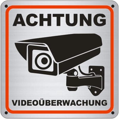 Videobewaking Bord - Aluminium Informatiebord 15 x 15 cm met 4 Boorgaten voor Camerabewaking