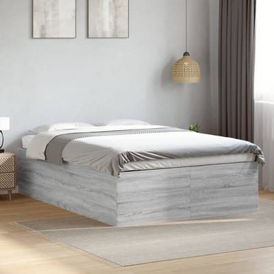 vidaXL - Bedframe - bewerkt - hout - grijs - sonoma - eikenkleurig - 135x190 - cm