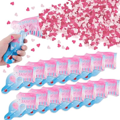 Inovra Plus - Geslachtsonthullingsconfettikanon 20 stuks roze - Biologisch afbreekbaar - Voor babyshower - Feestbenodigdheden - Geslachtsaankondiging - Meisjes - Jongens