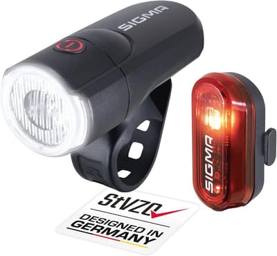 Fietsverlichtingsset met koplamp en achterlicht - StVZO goedgekeurd, batterij-aangedreven, zwart