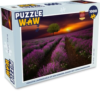 Puzzel Prachtig lavendelveld op een donkere avond met zonsondergang - Legpuzzel - Puzzel 1000 stukjes volwassenen