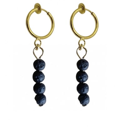 Klem oorbellen-Lava steen-Zwart-Goudkleurig-geen gaatje-Charme bijoux