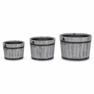 Storm Plantenbak Rond Set van 3 - S/M/L - Geborsteld Grijs - Acaciahout FSC - voor Binnen, Buiten en Balkon - Boomkuip