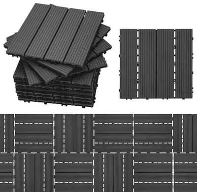 Terrastegels in Houtlook 30 x 30 cm voor Tuin en Balkon - Set van 11 - Waterbestendig en Corrosiebestendig
