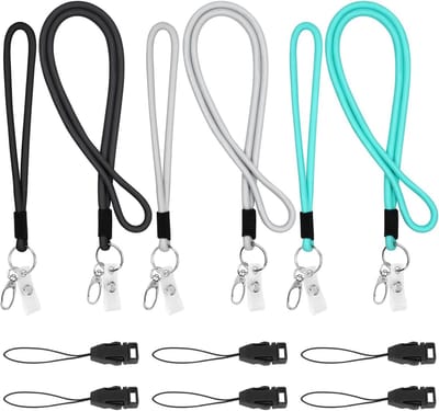 Nylon Lanyard Set met 6 Nekbanden en 3 Polsbanden, Afneembare Gesp en Draaibare Metaalclip voor ID Kaart, Sleutels en Telefoon