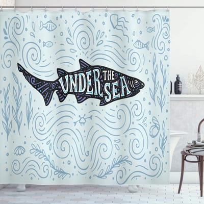 ABAKUHAUS Onder de Zee Douchescherm – 175x200 cm – Lichtblauw