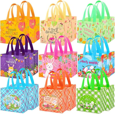 Cadeautasjes - Feestelijke Zakjes - Paasdecoratie - Zachte Afwerking - 18 Stuks - Paas Kleuren