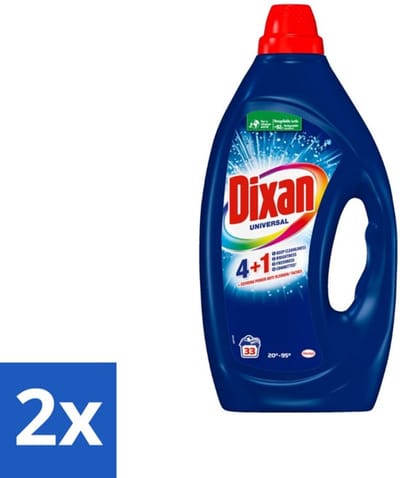 2 x Dixan - Vloeibaar wasmiddel - Universeel - 33 wasbeurten