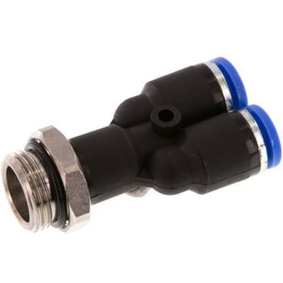 8mm x G3/8'' Y-koppeling Messing/PA 66 Insteekfitting Buitendraad Draaibaar NBR [2 Stuks]