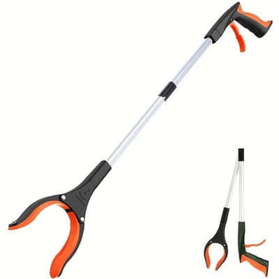 1-Pack 34 pouces Extra Long Grabber Reacher avec mâchoire rotative à 360 ° et aimant pliable Picking Mobility Aid Reach Tool orange