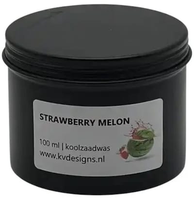 Geurkaars 100ml – Strawberry Melon – Handgemaakt van Koolzaadwas – 40 branduren – KV DESIGNS