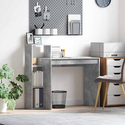 vidaXL - Bureau - Beton - Grijs - Bewerkt - hout - 100 - x - 40 - x - 90 - cm