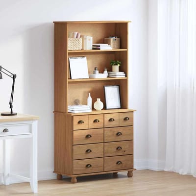 vidaXL - Hutch - ASKIM - Honingwas - 91 - x - 40 - x - 184 - cm - Massief - grenenhout