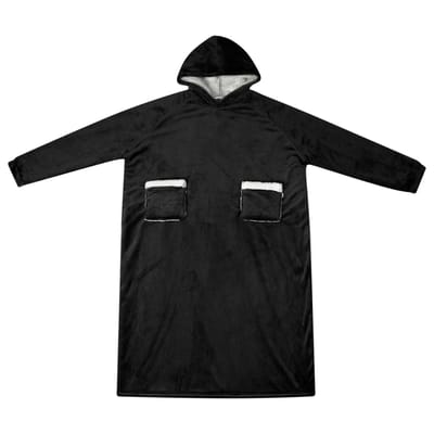 vidaXL Deken hoodie Zwart M Fleece en Flanel