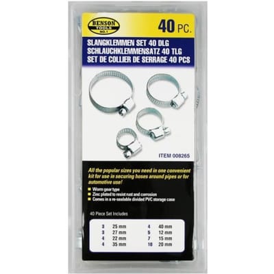 Benson Assortimentsdoos - 40 slangklemmen - Diverse maten - Hoogwaardige grip - Handige opbergdoos