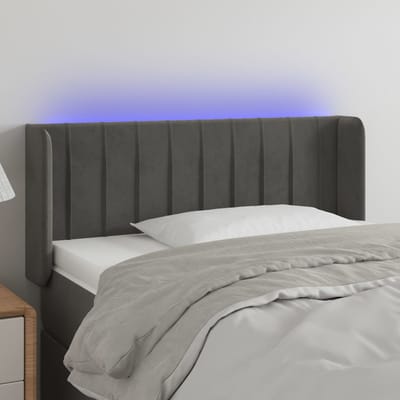 vidaXL - Hoofdbord - LED - 83x16x78/88 - cm - fluweel - donkergrijs