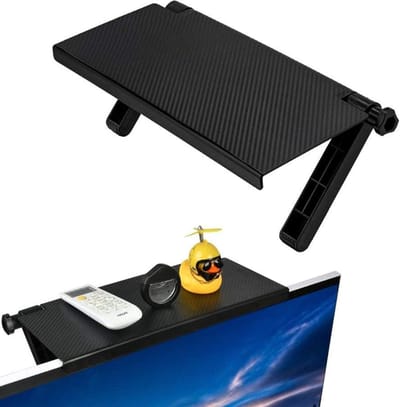 Doodadeals® Beeldscherm Plank – Verstelbaar TV Plateau – 33,8 cm – Zwart – Opbergplank Voor TV/Monitor/Beamer