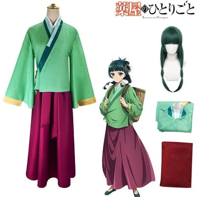 Mao Mao Cosplay Kostuum Pruik Anime De Apotheker Jurk Rok Groene Top Kusuriya No Hitorigoto Halloween voor Vrouwen S