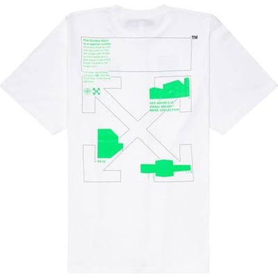 T-shirt oversize à rayures et imprimé flèche Off-White SS20 pour homme, blanc, référence OMAA038R201850060145 M white