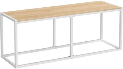 ONF3 - Eetkamerbank - Industrieel Design - Stabiel metalen Frame - Wit en Natuurlijke Houtkleur - Multifunctioneel - Geschikt voor Keuken en Woo...