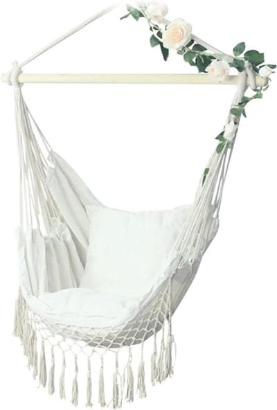 Hangstoel - Schommelstoel - Ontspannen Buiten - Robuust Canvas - Max 150 Kg - Wit