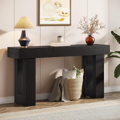 Tribesigns Consoletafel - Sidetable - Console - Haltafel - MDF - Zwart - Industrieel - 160 x 35 x 85 cm - Console Tafel voor Hal, Woonkamer, Entree