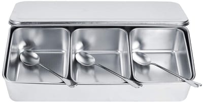 Dailygoods- Kruidendoos Roestvrij staal - Kruidenpotten met deksel - 3-raster Design - Duurzaam - Gemakkelijk schoon te maken - Multifunctioneel - Kruidenpot