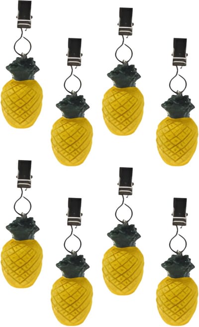 Excellent Houseware Tafelkleedgewichtjes/hangers - 8x - ananas - kunststeen - geel
