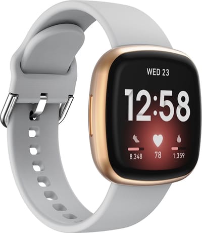 By Qubix - Compatible Fitbit bandje - geschikt voor Fitbit Versa 3 & 4 / Sense 1 & 2 - Siliconen bandje - Grijs Smartwatchbandje bandje Armband Polsband Strap Band Watchband