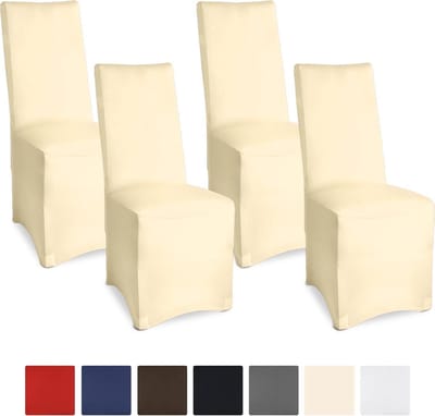 Beautissu Leona - Set van 4 Stoelhoes Stretch 45x90 cm - Ecru - Oeko-Tex