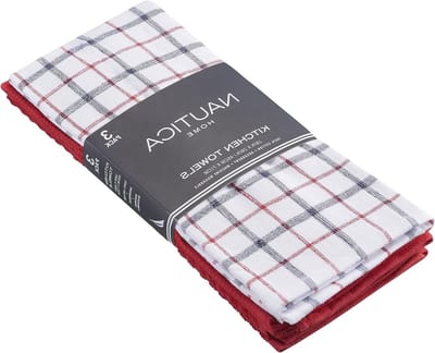 Keukenhanddoeken Set - Theedoeken Keukendoeken - Koken en Schoonmaken - 100% Katoen - 46 x 71 cm - Rood Wit