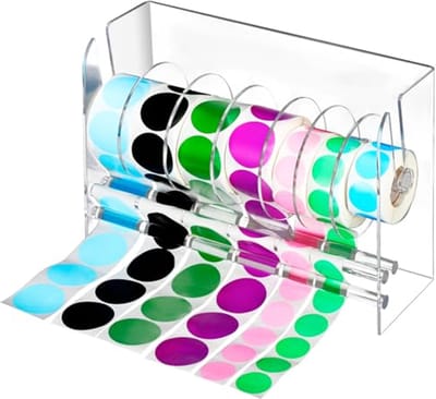 Verstelbare labeldispenser met 7 schijven - Organiseer stickers en etiketten voor kantoor en thuis
