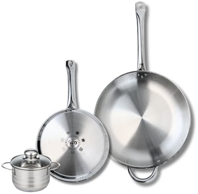 Set van 2 Koekenpannen 24 en 32 cm en 1 braadpan 12 cm Elo Profi Brillant