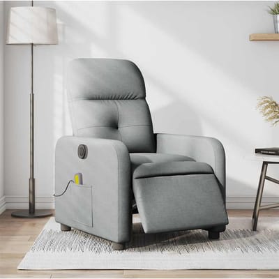 vidaXL - Massagestoel - elektrisch - verstelbaar - stof - lichtgrijs