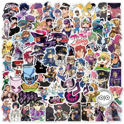 100 stuks JoJo's Bizarre Adventure Stickers voor Doe-het-zelf Gitaar Laptop Telefoon Kinderen Speelgoed Anime Cartoon Decals gray