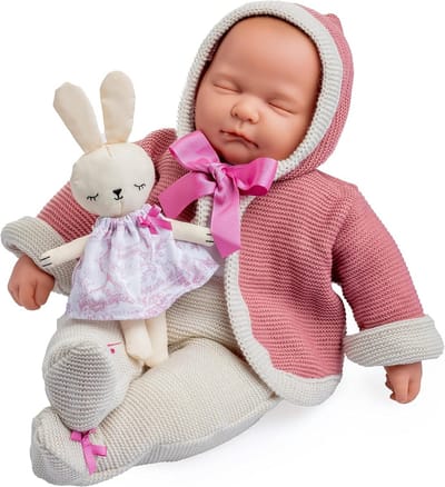 Realistische Vintage Babypop (43 cm) met Zacht Lichaam, Kleertjes en Accessoires