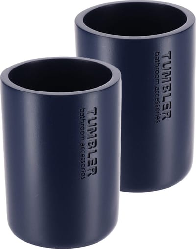 Tendance Tandenborstelbeker 102 serie - 2x - blauw - PS - 7,5 x 10,7 cm - beker badkamer - tandenborstelhouder