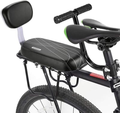Fiets Achterkussen Set - Kinderzitje Fiets - Comfortabel Fietsen - Inclusief Armsteun - 36 x 32 cm - Zwart